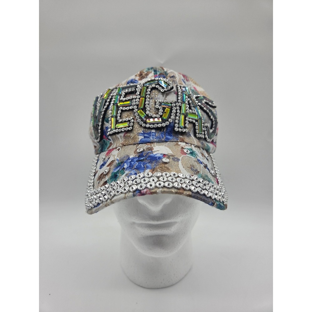Vegas Floral Rhinestone Baseball Cap One Size Multicolor Women Glam Bling Hat